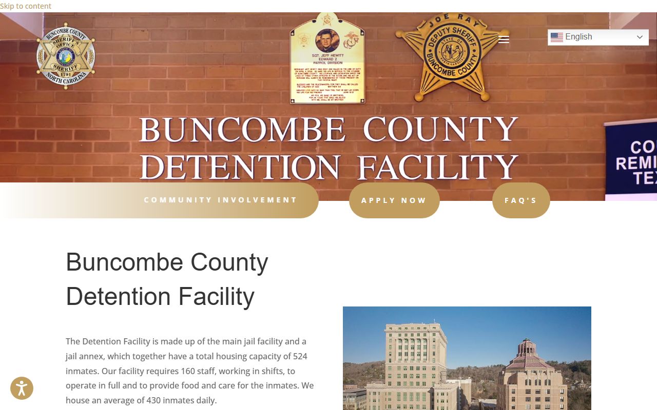 Buncombe County Detention Facility inmate lookup and detention division page