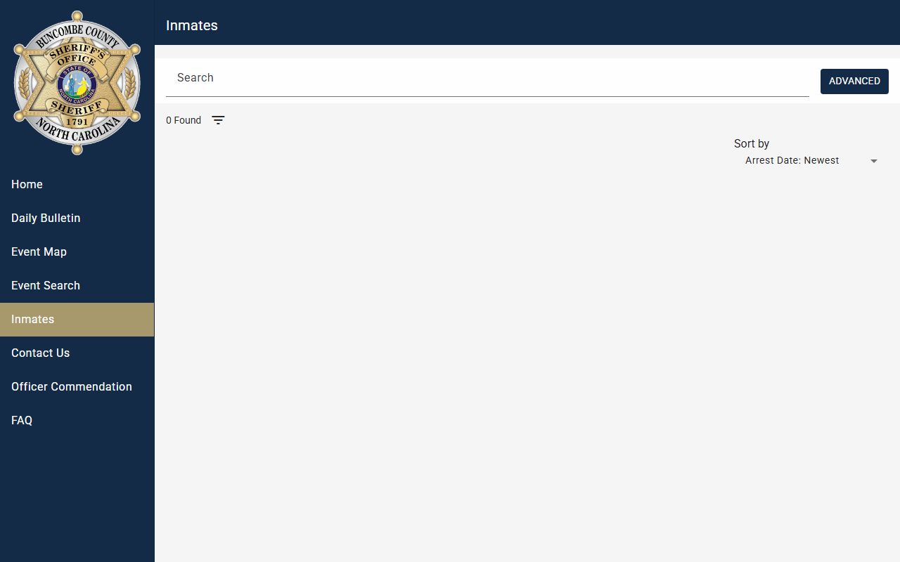 Buncombe County Detention Facility P2C inmate search catalog