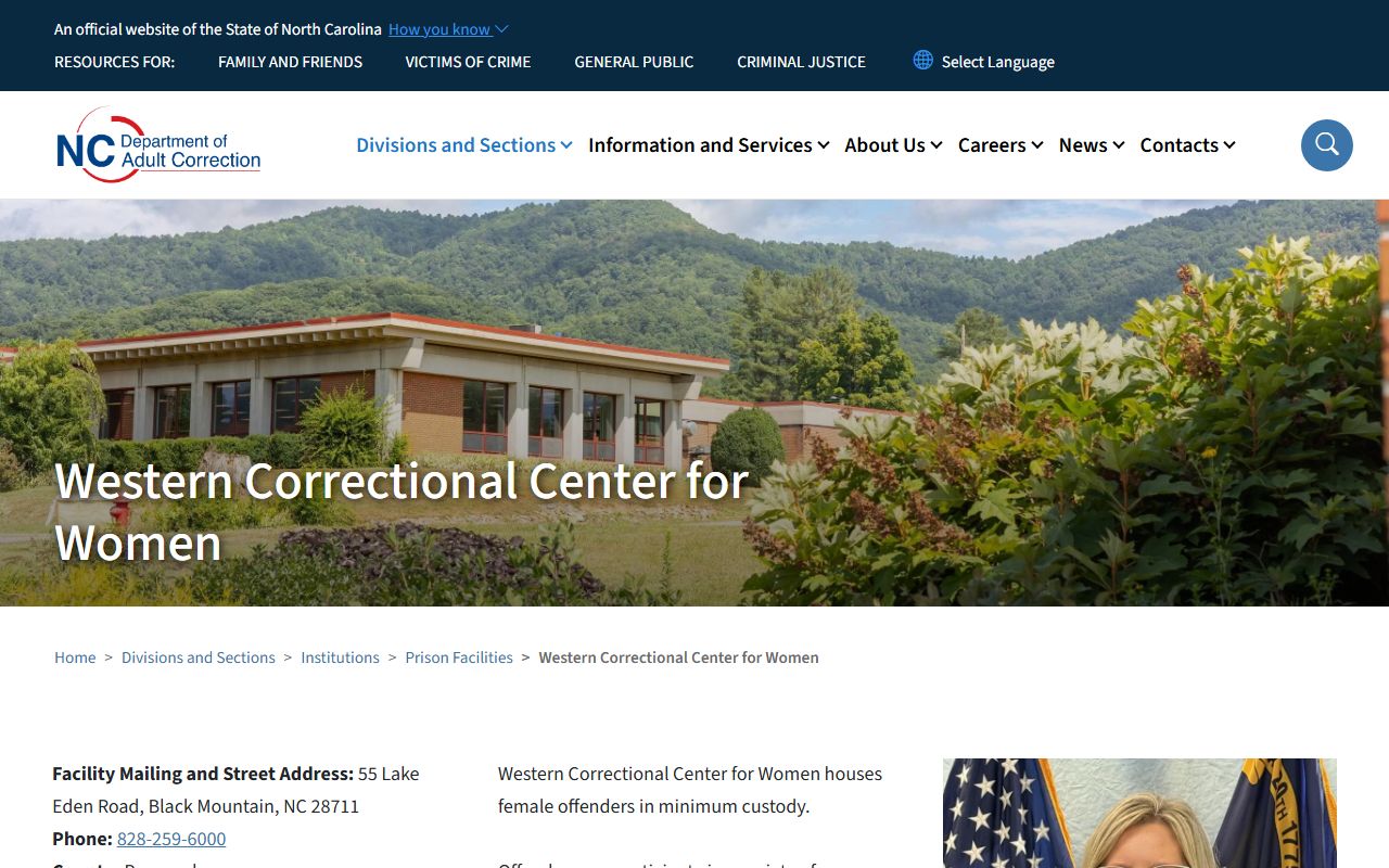 Western Correctional Center for Women inmate search and NCDAC facility page